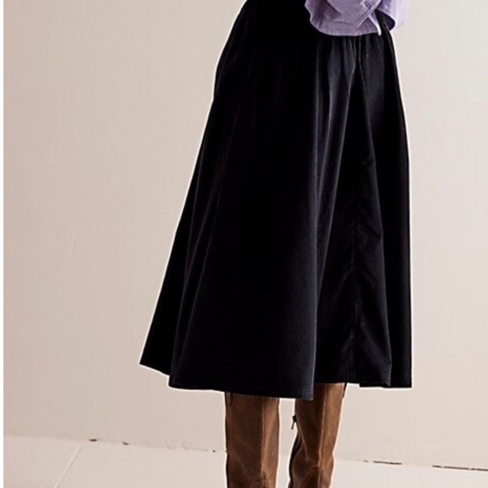 Free People Black Cordoroy Skirt